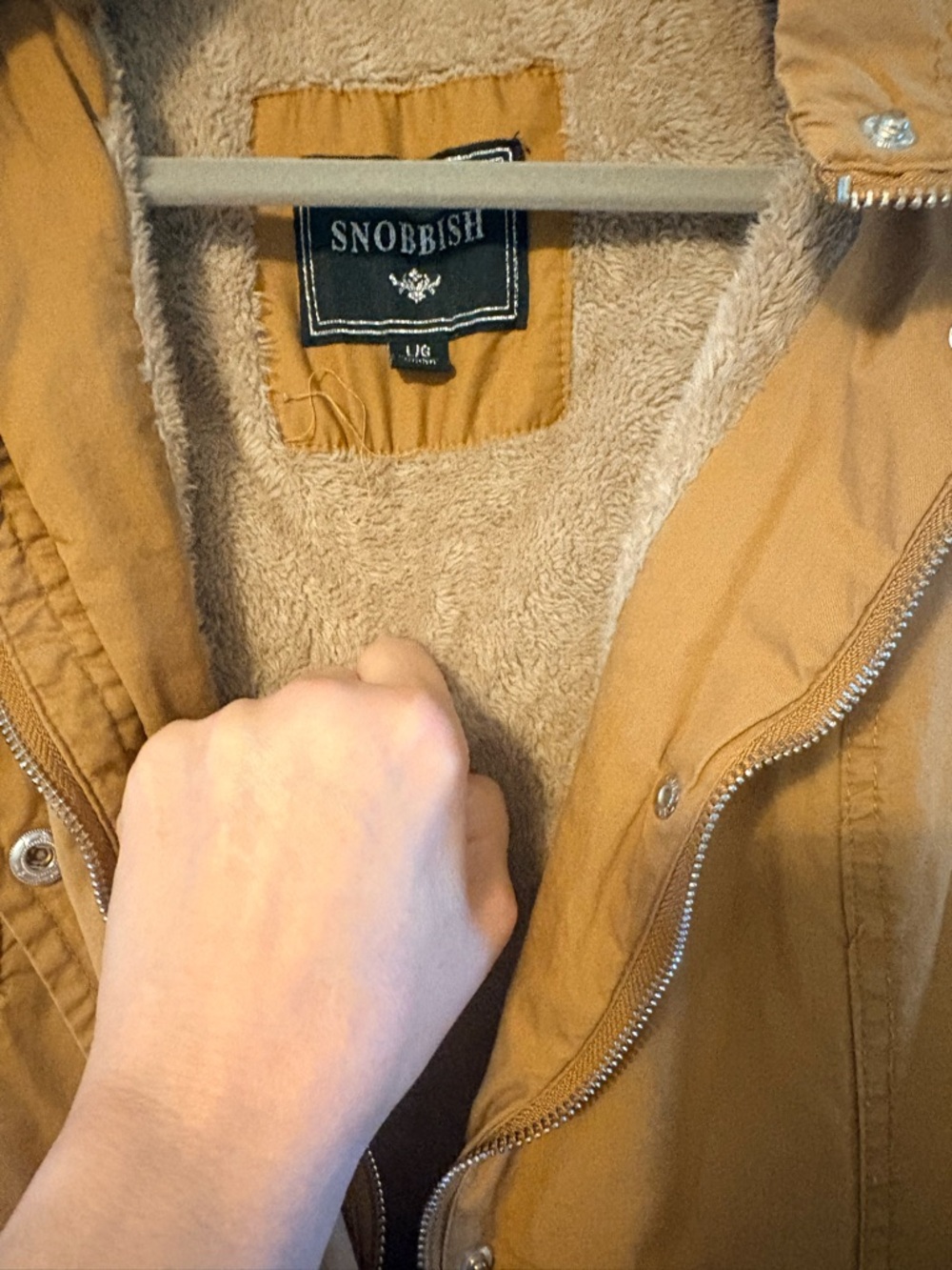 Women’s Tan Hooded Utility Vest with Faux-Fur Lining - Picture 3 of 3